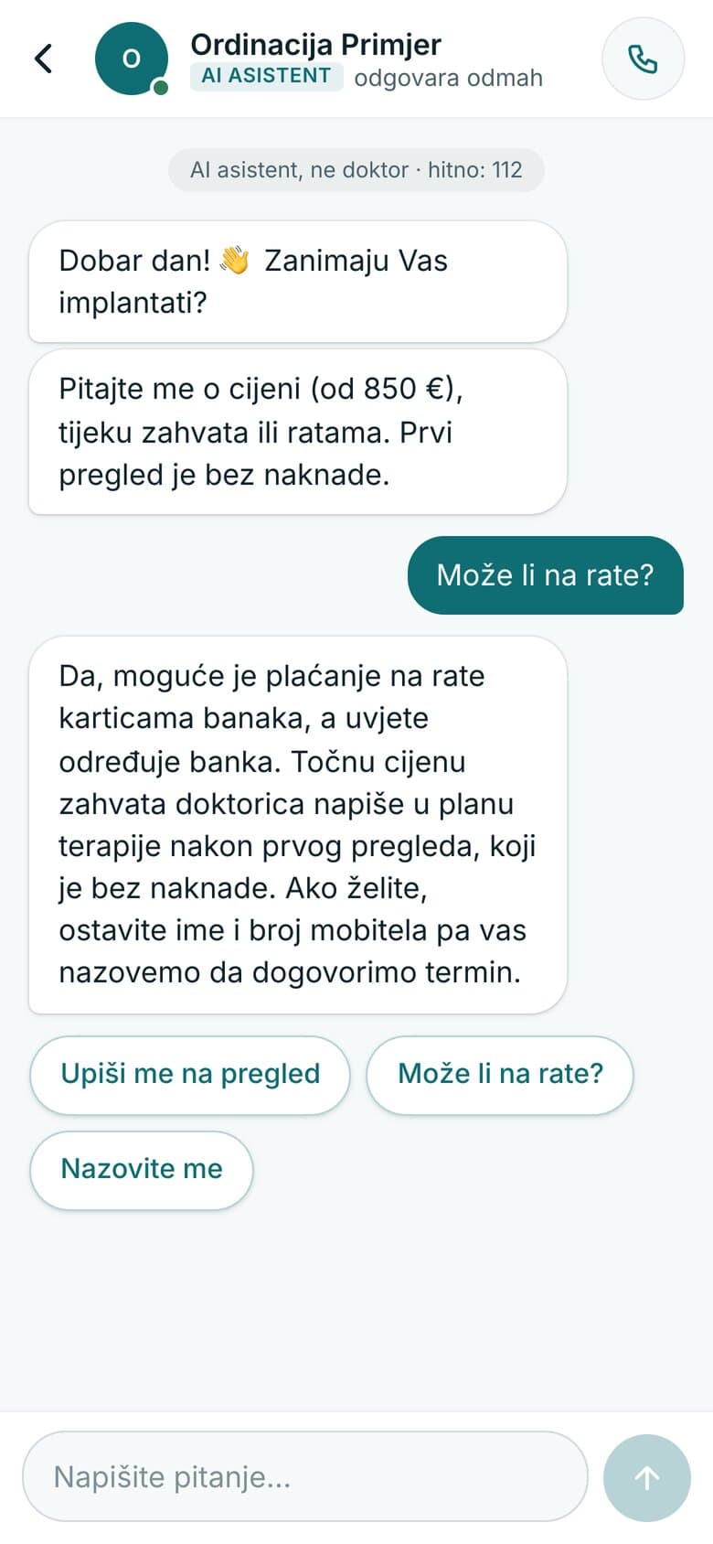 AI asistent odgovara na pitanje o ratama